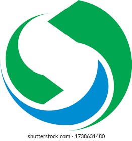 Vector abstract green blue recycling logo