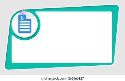 vector abstract green box and pushpin and pound sterling icon