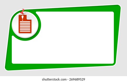 vector abstract green box and pushpin and exclamation mark