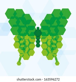 Vector Abstract Green Butterfly Icon Isolated