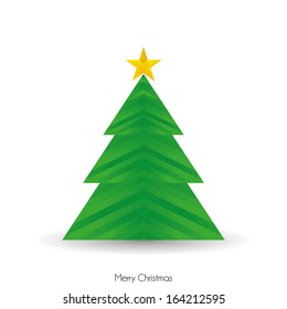 Vector Abstract Green Christmas Tree Isolated