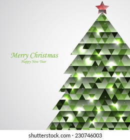 Vector abstract green christmas tree triangular