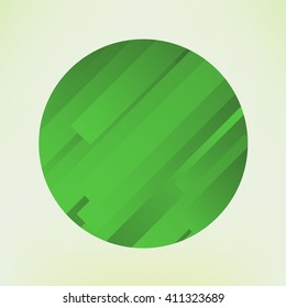 Vector abstract green circle. Gradients lines. Diagonal stripes. 
