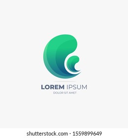 Vector abstract green circle swirl logo design elements for company branding and redesign. Origami paper style, flat, line art gradient modern and futuristic.