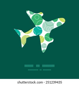 Vector abstract green circles airplane silhouette pattern frame