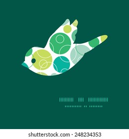 Vector abstract green circles bird silhouette pattern frame