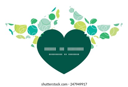Vector abstract green circles birds holding heart silhouette frame pattern invitation greeting card template