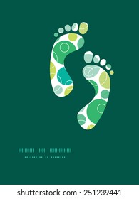 Vector abstract green circles footprints silhouettes pattern frame
