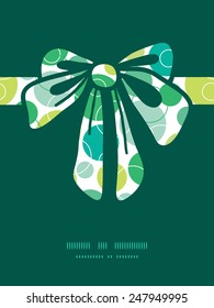 Vector abstract green circles gift bow silhouette pattern frame