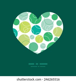 Vector abstract green circles heart silhouette pattern frame