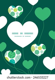 Vector abstract green circles heart symbol frame pattern invitation greeting card template