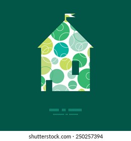 Vector abstract green circles house silhouette pattern frame