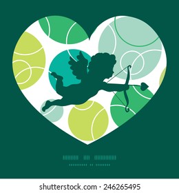 Vector abstract green circles shooting cupid silhouette frame pattern invitation greeting card template