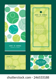 Vector abstract green circles vertical frame pattern invitation greeting, RSVP and thank you cards set