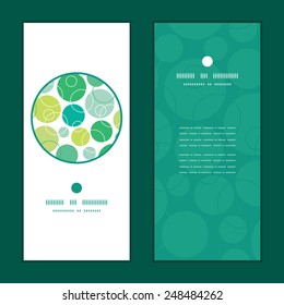 Vector abstract green circles vertical round frame pattern invitation greeting cards set
