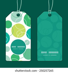 Vector abstract green circles vertical round frame pattern tags set