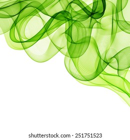 Vector Abstract green cloud smoky waves  background. Template brochure design