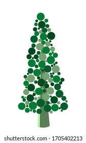 Vector abstract green coniferous tree from different bubbles. Game UI flat. Stylized spruce for logo design, decorating clothes, build 2D games or postcards. Isolated stock illustration on white