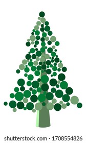 Vector abstract green coniferous tree from different bubbles. Game UI flat. Stylized spruce for logo design, decorating clothes, build 2D games or postcards. Isolated stock illustration on white