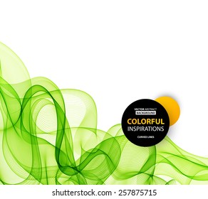 Vector Abstract  green curved lines background. Brochure design
