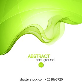 Vector Abstract green curved lines background. Brochure design