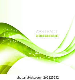 Vector Abstract green curved lines background. Template brochure design