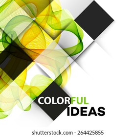 Vector Abstract  green curved lines background. Brochure design