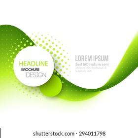 Vector Abstract green curved lines background. Template brochure design.