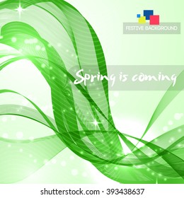 Vector Abstract green curved lines background. Template brochure design. Vector illustration.