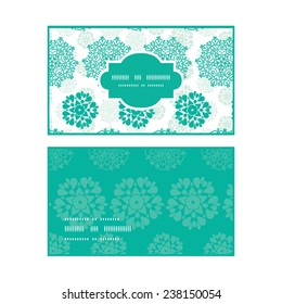 Vector abstract green decorative circles stars striped horizontal frame pattern business cards set