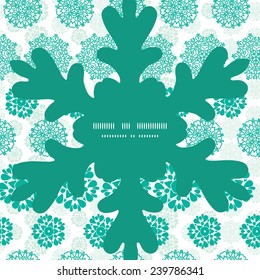 Vector abstract green decorative circles stars striped Christmas snowflake silhouette pattern frame card template