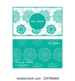 Vector abstract green decorative circles stars striped vertical round frame pattern business cards set