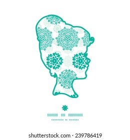 Vector abstract green decorative circles stars striped girl portrait silhouette pattern frame