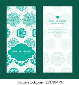 Vector abstract green decorative circles stars striped vertical frame pattern invitation greeting cards set