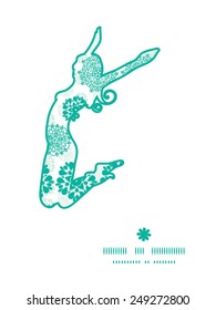 Vector abstract green decorative circles stars striped jumping girl silhouette pattern frame