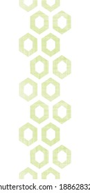 Vector abstract green fabric textured honeycomb cutout vertical seamless pattern background