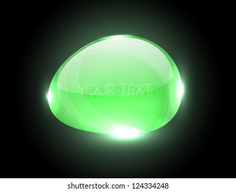 Vector abstract green glossy glowing glass banner