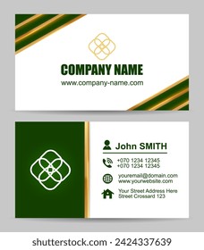 Vector abstract green, gold and white business card template