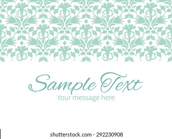 Vector abstract green ikat horizontal border greeting card invitation template