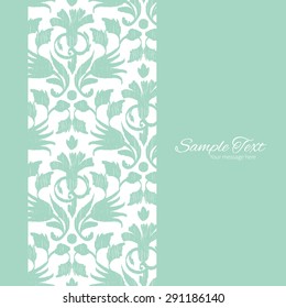 Vector abstract green ikat vertical frame seamless pattern background