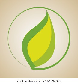 Vector Abstract Green Leaf Illustration Icon Isolated