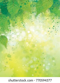 Vector abstract,  green leaves, nature background.
