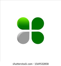 Vector of abstract green logo design templates, emblems for holistic medicine centers, natural and organic food products and packaging - circles made with leaves and flowers