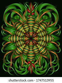 Vector Abstract Green Mandala Flower