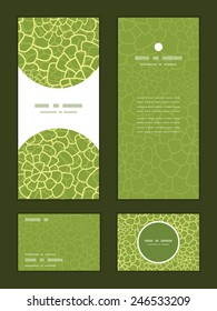 Vector abstract green natural texture vertical frame pattern invitation greeting, RSVP and thank you cards set