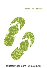 Vector abstract green natural texture flip flops silhouettes pattern frame