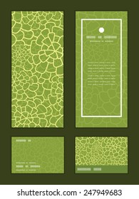 Vector abstract green natural texture vertical frame pattern invitation greeting, RSVP and thank you cards set