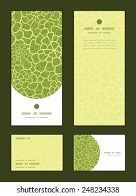 Vector abstract green natural texture vertical frame pattern invitation greeting, RSVP and thank you cards set