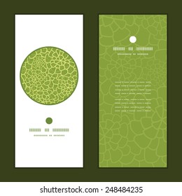 Vector abstract green natural texture vertical round frame pattern invitation greeting cards set