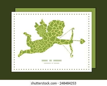 Vector abstract green natural texture shooting cupid silhouette frame pattern invitation greeting card template